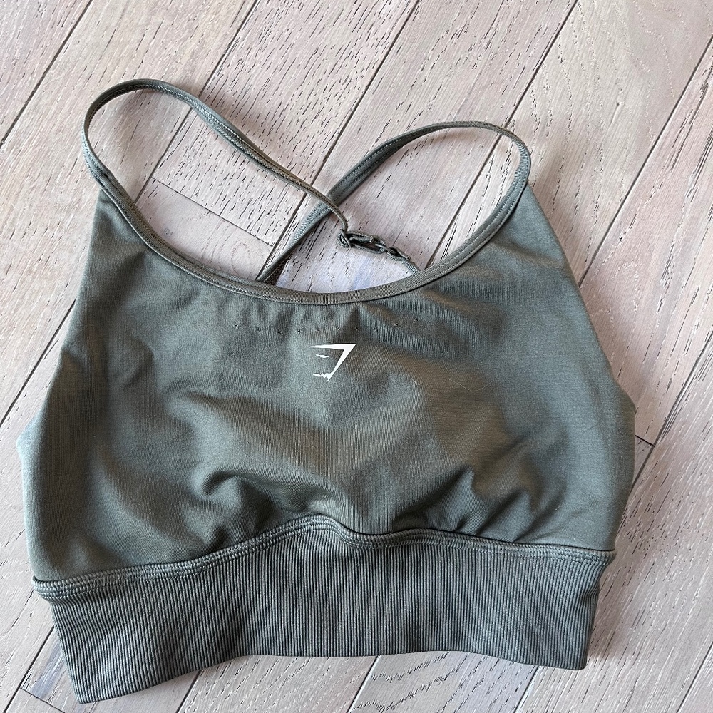 Gymshark Sweat Seamless Longline Sports Bra Small Green -small